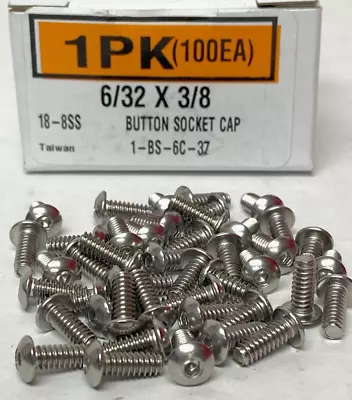 New 6/32 X 3/8  Button Socket Cap Screw Stainless Steel (100ea) • $8.75