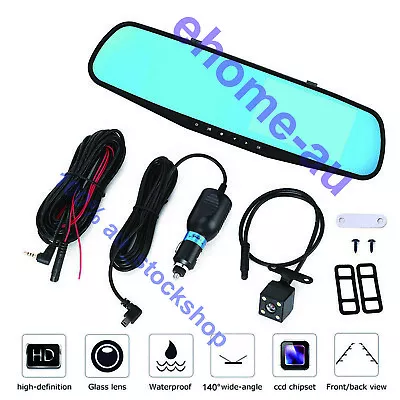 $30.45 • Buy 1080P Dash Camera Rear DVR View Reversing Mirror Front And Rear Car Cam Recorder