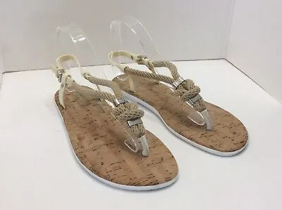 MICHAEL KORS Jelly Cork Cord Flat Slingback Thongs Sandals Size 10 M • $19.99