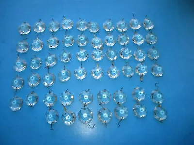 Lot  57 Vintage Large Octagon Crystal Glass Prism Lamp Chandelier Parts 1  1/4  • $34.99