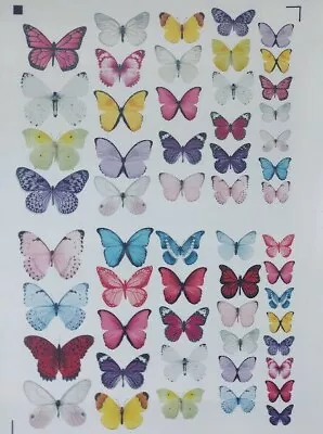 EDIBLE PAPER 55 Mix Colors PRE CUT BUTTERFLIES - Wafer/ Rice Paper Or Icing • £2.75