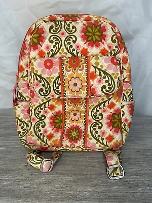 Vera Bradley Pink Floral Quilted Backpack 9  X 12  Magnetic Snap Flap Pocket • $28.93