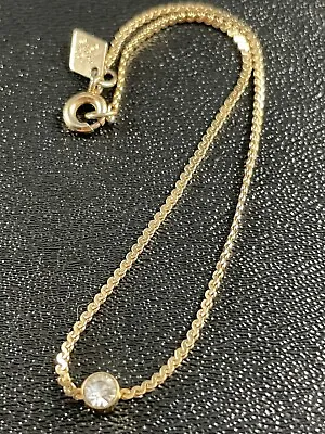 SARAH COVENTRY Signed Vintage Bracelet 7.5  Crystal Rhinestone Gold Tone Chain • $4.99