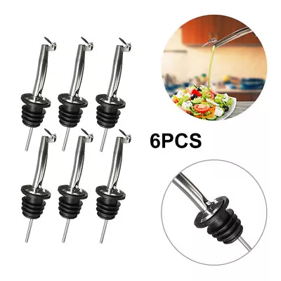 6x Stainless Steel Wine Wine Olive Oil Stopper Bottle Pourer Dispenser Spout New • £7.13