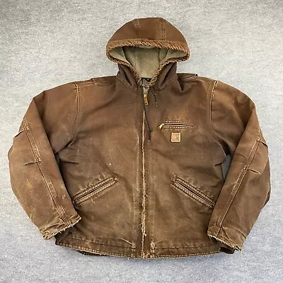 Carhartt J141 DKB Sherpa Lined Hooded Jacket Brown - Men's L Used • $98.88