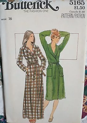VTG Woman Sewing Pattern Wrapped Robe W Belt Butterick 5165 Size 16 • $9.99