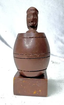 Vintage Wooden Naked Nude Man In Barrel Figure Naughty Adult Novelty Figurine • $20