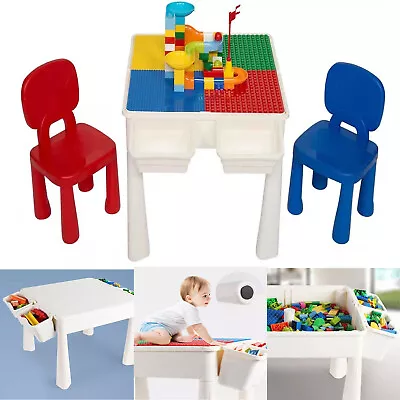 Kids Building Blocks Brick Construction Table Chair Set Study Fun Xmas Gift • £49.95