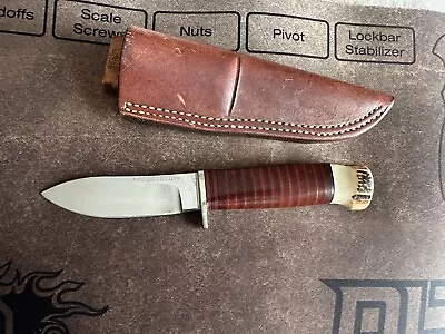 Vintage Morseth Fixed Blade Hunting Knife Leather + Stag Handle Like Bark River • $515