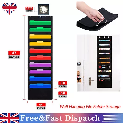 £10.79 • Buy 10 Pocket Wall Hanging File Folder Storage Holder Paper Organizer Office UK