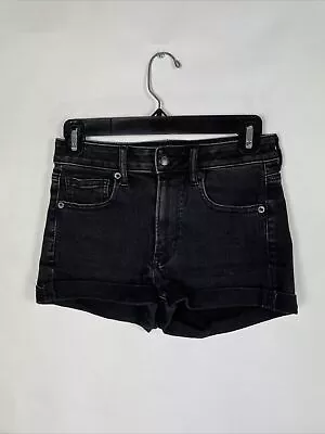 American Eagle Outfitters Super HiRise Shortie Pockets Denim Shorts Black Sz 2-4 • $1