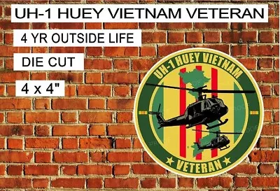 UH-1  HUEY VIETNAM VETERAN  DECAL STICKER 4 H X 4 W  UV LAMINATED • $3.25