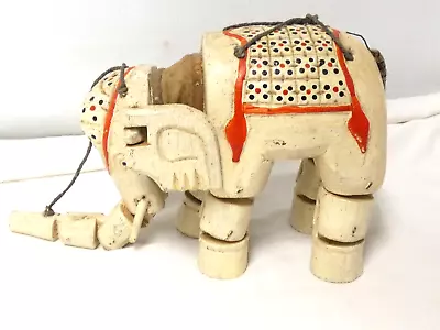 Vintage Handmade Wooden Indian Marionette Elephant (DHS) • £9.99