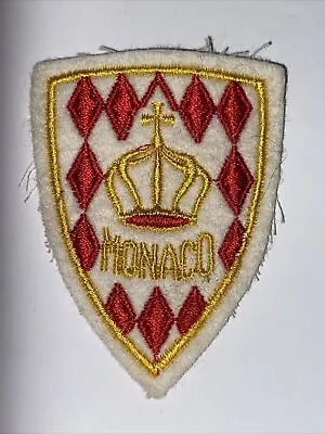 $7.95 • Buy Monaco Embroidered Patch With Crest And Crown Red White And Gold Vintage