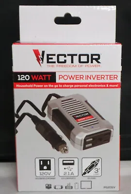 VECTOR 120W Power Inverter 12V DC 120V AC Dual USB Charging Ports (PI120SV) • $24.95