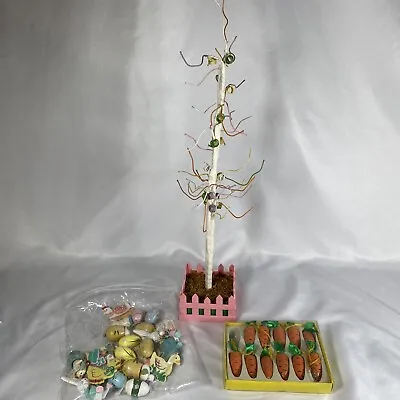 Vintage Easter Unlimited Pastel Tree 15” W/ Lots Of Ornaments Spring Decor • $24.97