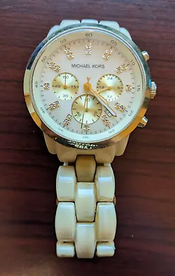 Michael Kors Ladies MK5217 Chronograph Gold Tone Watch W/ Acrylic Link Band • $95