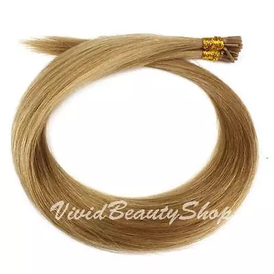 50 I Stick Tip Micro Rings Straight Remy Human Hair Extensions Honey Blonde #16 • $69.99