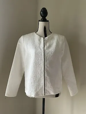 Viktoria + Woods White Textured Cotton Zip Jacket Size 2/10 • $149.95