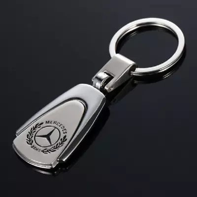 Metal Chrome Tear Drop Keychain Laser Engraved Key Chain Key Ring For Mercedes • $8.99