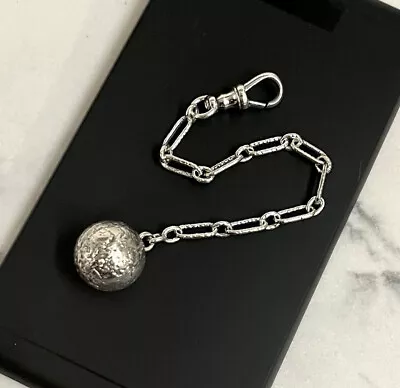 Elegant Real Silver Fob Ball Ornate 5” 7.7g Vtg Edwardian 3.7mm Baby Bracelet • $65