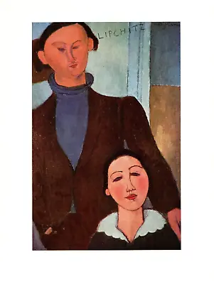 1970 Vintage MODIGLIANI  JACQUES LIPCHITZ & HIS WIFE  COLOR Offset Lithograph • $6