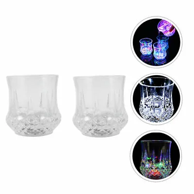 2 Pcs Plastic Cocktail Cup Light Up Mug Glass Drinking Cups Wine Cups • £7.35