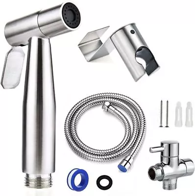 Toilet Adapter Bidet Spray Shower Head Hose Kit Shattaf Handheld Stainless Steel • $15.99