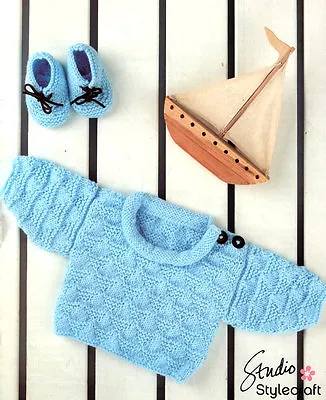 £1.99 • Buy Baby Roll Neck Sweater & Boots DK 16  - 24   0 - 4 Years  Knitting Pattern