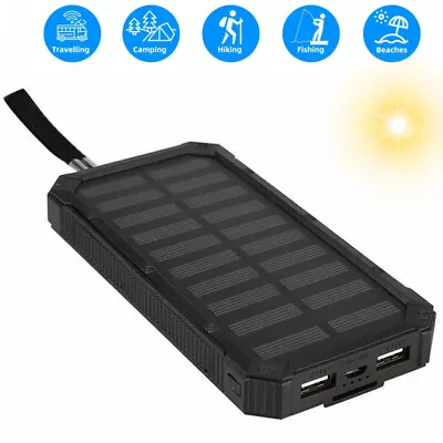 $24.90 • Buy 2022 Portable Solar Power Bank External Battery Dual USB Phone Charger 20000mAh