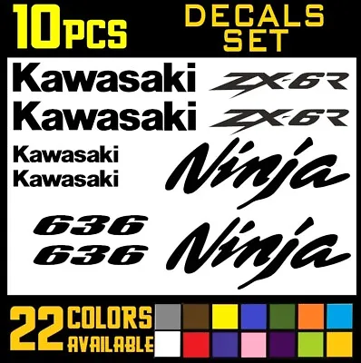 10 Pieces   Decal Stickers Set For Ninja Kawasaki Racing Zx6r Zx6 636 • $15.99