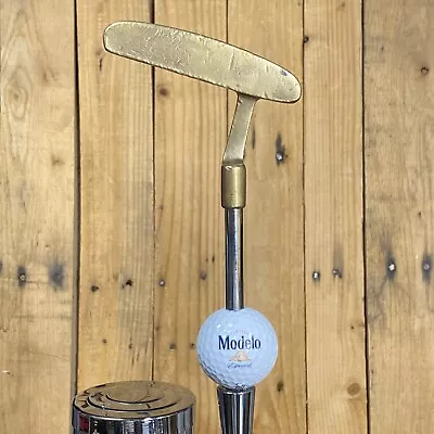 Modelo Beer TAP HANDLE Vtg Brass Putter Golf Club & Titleist Ball • $74.99