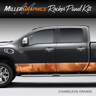 Camo Chameleon Orange Rocker Panel Graphic Decal Wrap Kit Truck SUV - 4 Sizes • $74.95