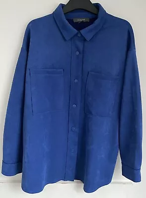 Faux Suede Blue Shacket Shirt Sz M NEW WITHOUT TAGS • £5.99