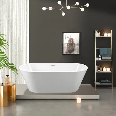 59in Acrylic Freestanding Bathtub Contemporary Stand Alone Soaking Tub Polished • $770.79