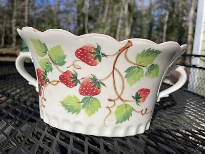 Ceramic Painted Strawberry Planter Pot Vintage? • $14.99