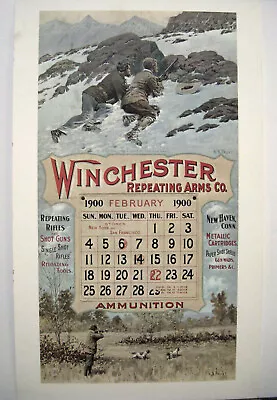 WINCHESTER ® Calendar Print © 1966 Reprint Of 1900 - NEW OLD STOCK !!!! • $31.20