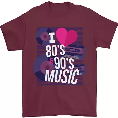 I Love 80s 90s Music Pop Rock Acid House Mens T-Shirt 100% Cotton • £10.48