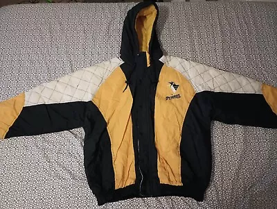 Vintage 90s Pittsburgh Penguins Starter NHL Hockey Long Sports Coat Jacket Large • $80