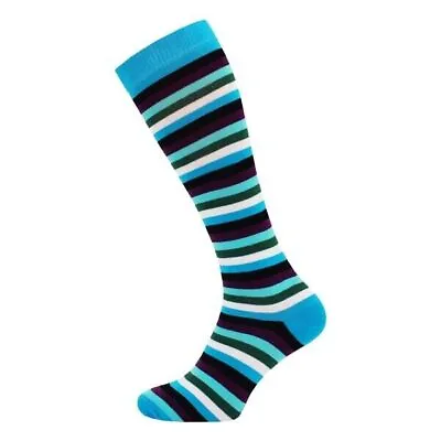 Novelty Rainbow Stripey Striped Multi Colour Pattern KNEE HIGH Ladies 4-8 Socks • £4.50