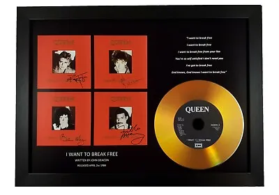 Queen 'i Want To Break Free' Signed Photo Gold Disc Cd Collectable Memorabilia • £17.99