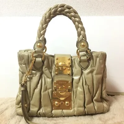 Miumiu Bag Matelasse Leather Beige JAPAN • $156.57