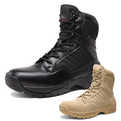 Men's Tactical Boots Side Zipper Work Combat Boots Military Hiking Boots • $47.99