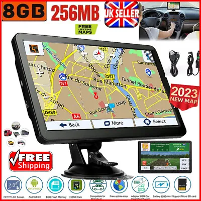 7in Car Truck Sat Nav GPS Navigation 8GB Free Lifetime UK&EU Maps Touch Screen • £41.99