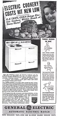 1937 General Electric Automatic Electric Range Cookery Oven Vintage Print Ad • $9.90