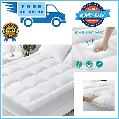 Thick Queen Size Mattress Pad Cover Pillow Top Topper Padded Luxury Bed Cooling • $37.97