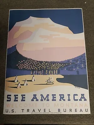 1930s Montana See America!  WPA Vintage American Travel Poster - 18x24 Reprint • $14.99