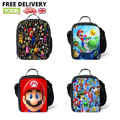 THE Super Mario Insulated Lunch Box Bags School Picnic Snack Cool Bag Lunchboxes • £3.79