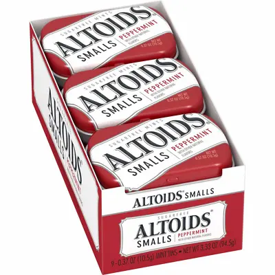 Altoids Smalls Peppermint Breath Mints 0.37 Ounce Tin Stay Fresh Pack Of 9 NEW • $16.83