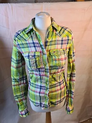 £1.99 • Buy Hollister Green Cotton Check Print Collared Long Sleeve Buttoned Shirt Size XS